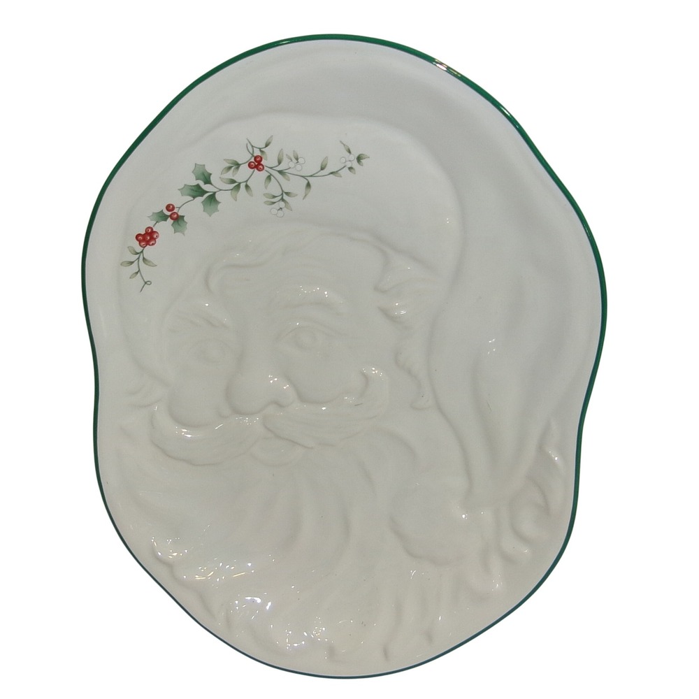 Pfaltzgraff Winterberry Christmas Santa Claus Oval Serving Platter Plate